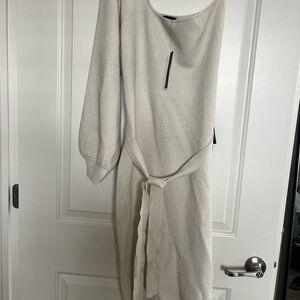 Lulu's Sparkly Cream One Shoulder Dress